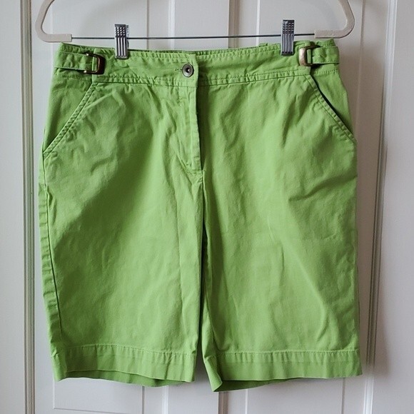 LANDS' END BERMUDA SHORTS COTTON GREEN SIZE 6 - Picture 1 of 6